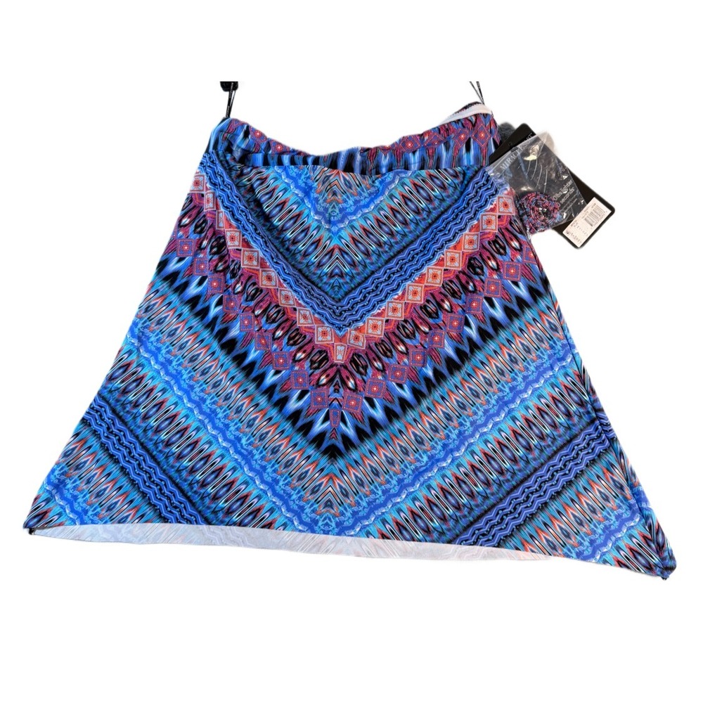 Miraclesuit Casablanca Bandini Tankini Top Size 8 Blue Geometric Convertible